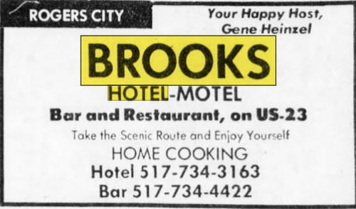 Brooks Hotel - Dec 1974 Ad